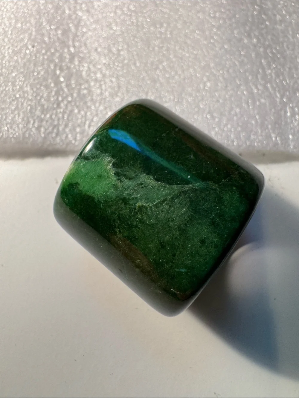 Polished Green Stone Wide Band Ring - Women Jewelry Rings